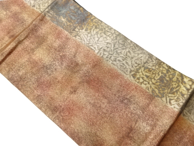 引箔縞に抽象模様名古屋帯